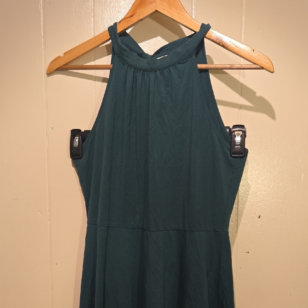 Elegant Forest Green Strapless, Halter Neck, Tie In Back,  Mini Dress